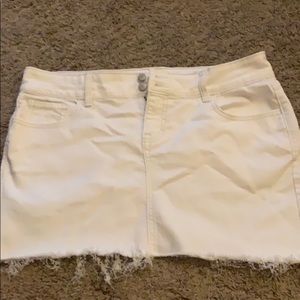 white denim mini skirt
